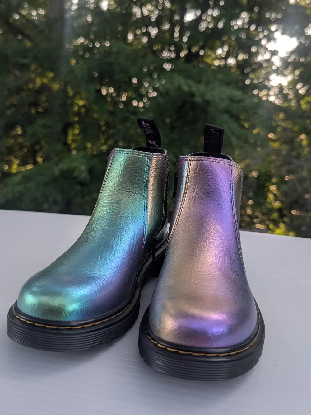 Dr. Martens J Girls 5. Iridescent Chelsea Boots - Teal & Purple Shine